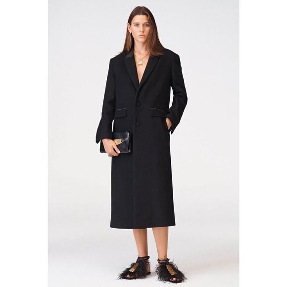 ZARA WOOL COAT WITH PLEATED LINING LIMITED EDITION BLACK MEDIUM - Picture 1 of 16
